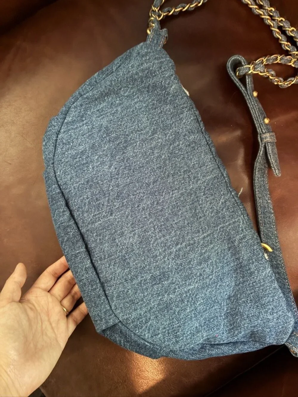 Chanel Denim Shearling Fur Waist Crossbody Bag White Blue Limited Edition